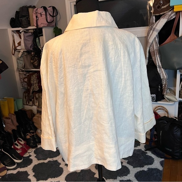 SANDRO SPORTSWEAR Linen Double Breasted Ivory Jacket Size L - Picture 4 of 7